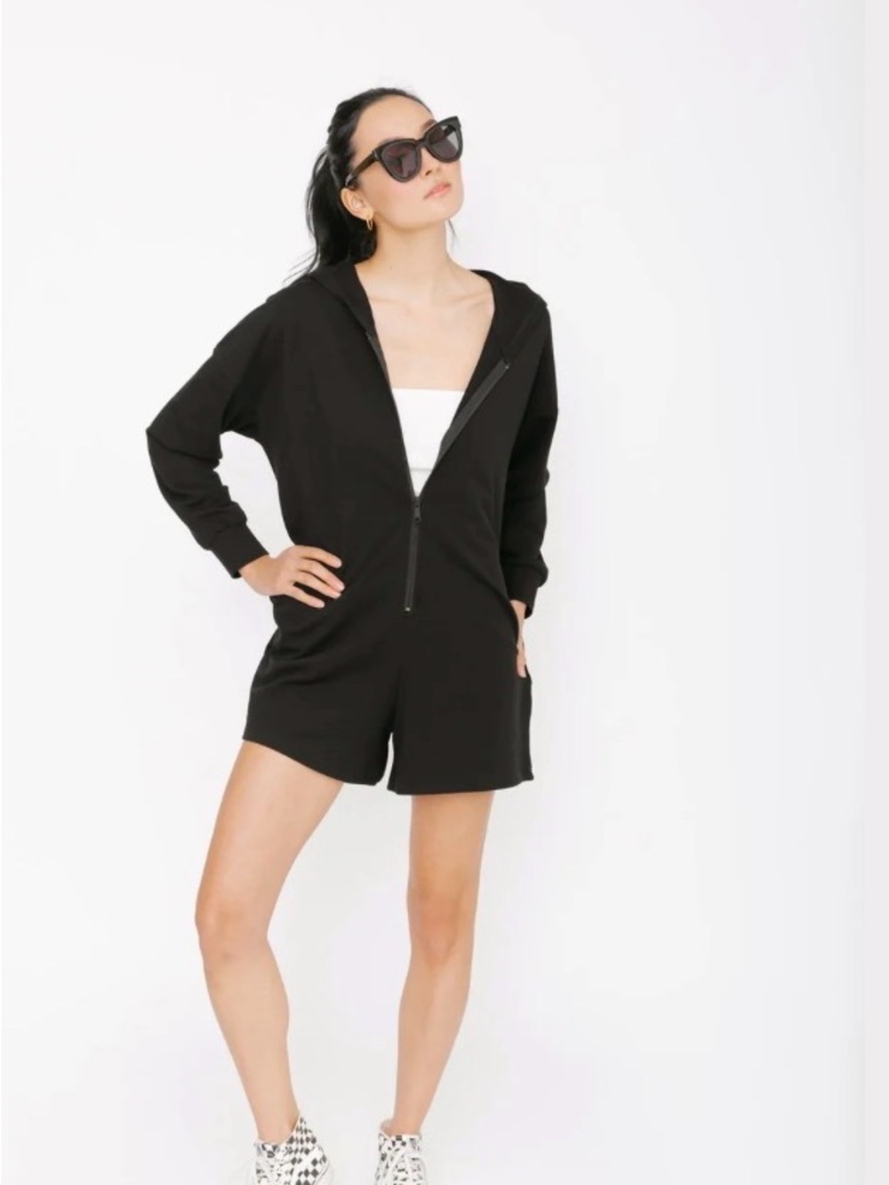 Smash + Tess Black Hooded Short Romper – Made in Canada